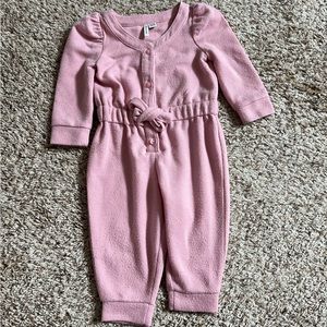 Janie and Jack Pink Puff Sleeve Jumpsuit